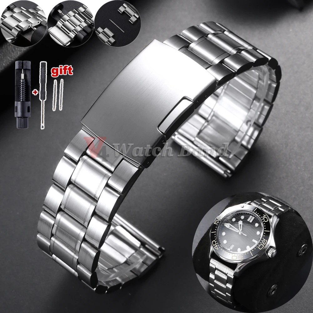 Universelles verstellbares Armband für Rolex Diving, Metallgürtelarmband für Omega 18/20/22 mm, massives Edelstahlarmband für Seiko
