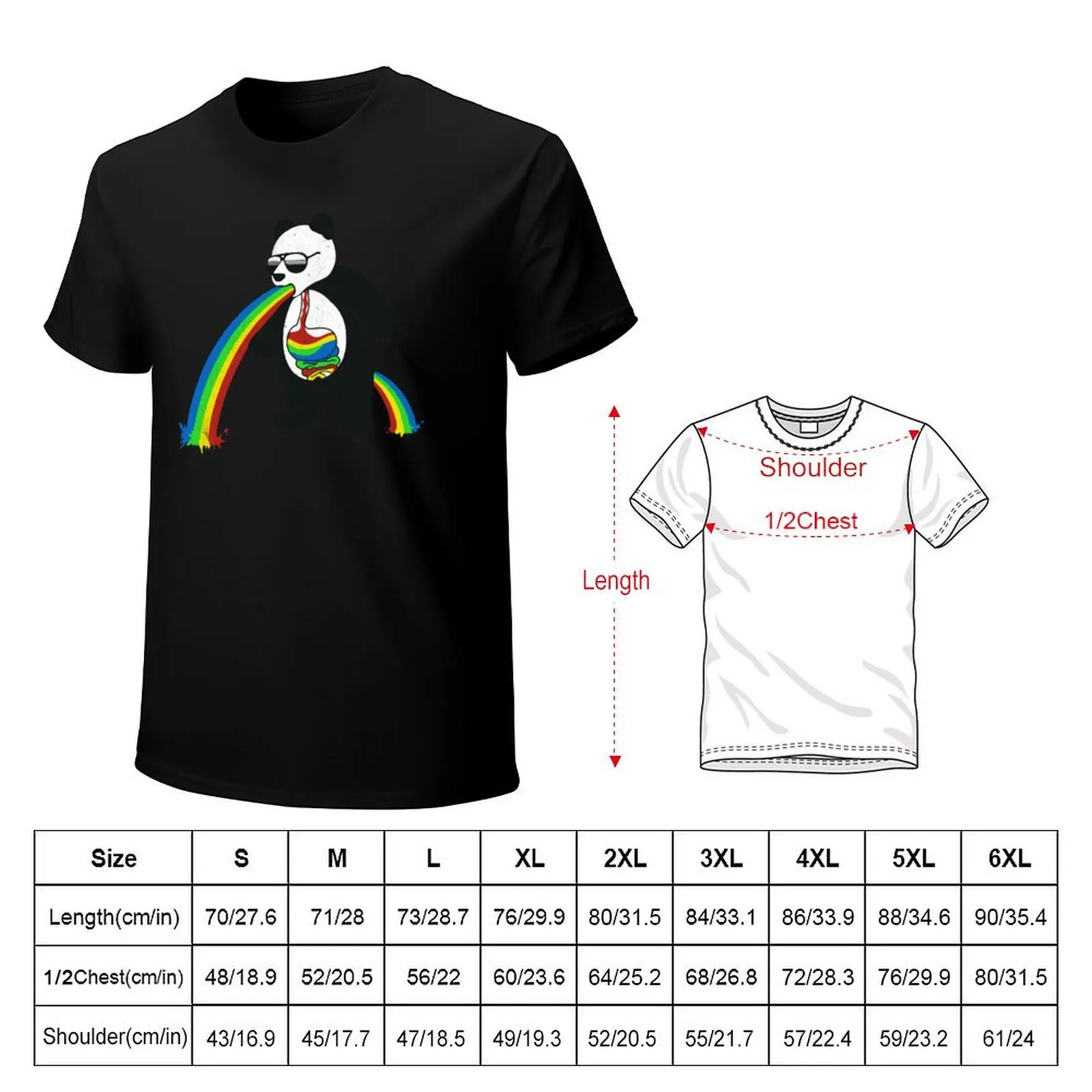 Panda Throwing Up Rainbow T-Shirt Simple Trendy Casual T-Shirt