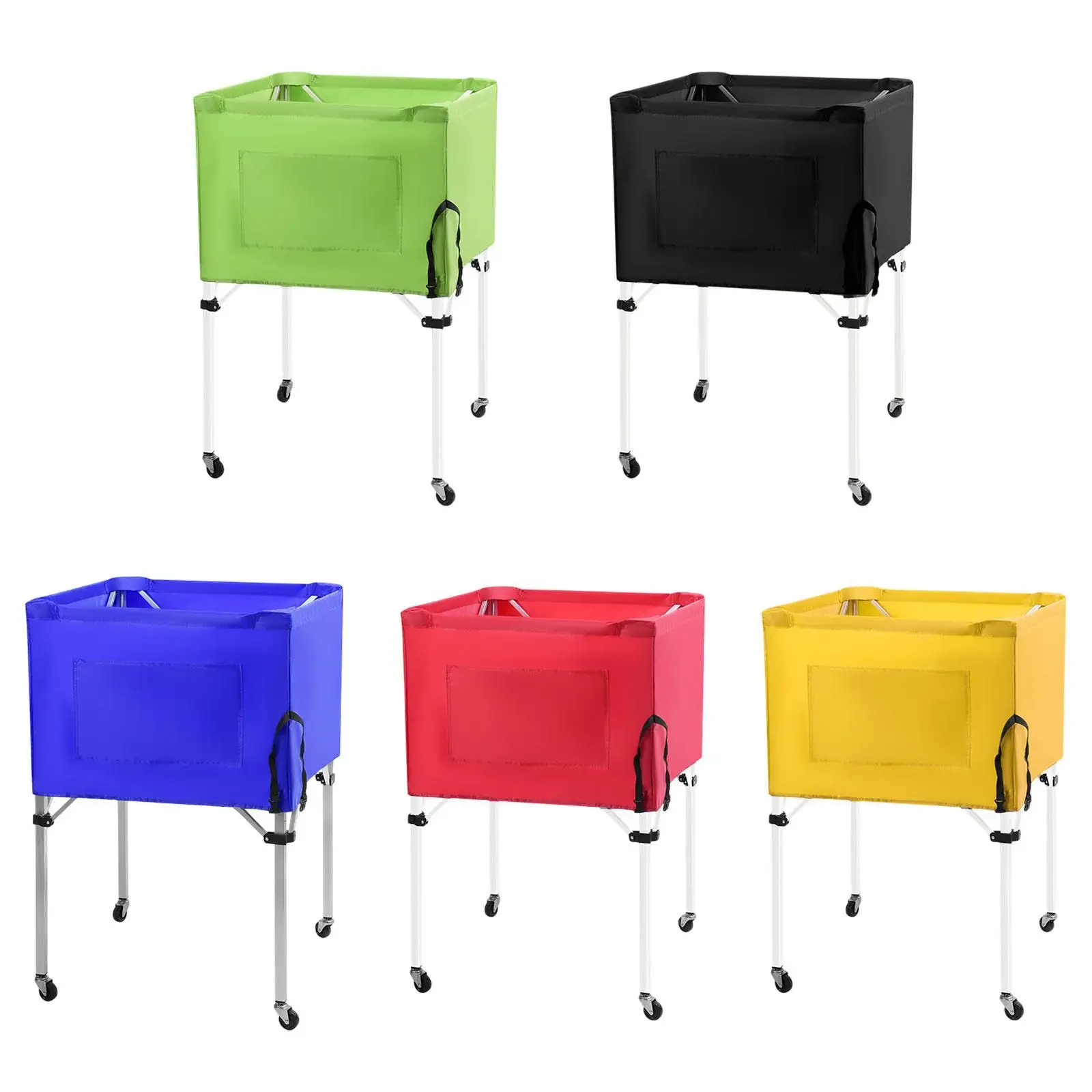 Rolling Sports Ball Cart Ball Storage Cart Multipurpose Foldable with Wheels for Tennis Indoor, Volleyball, Basketball, Gym