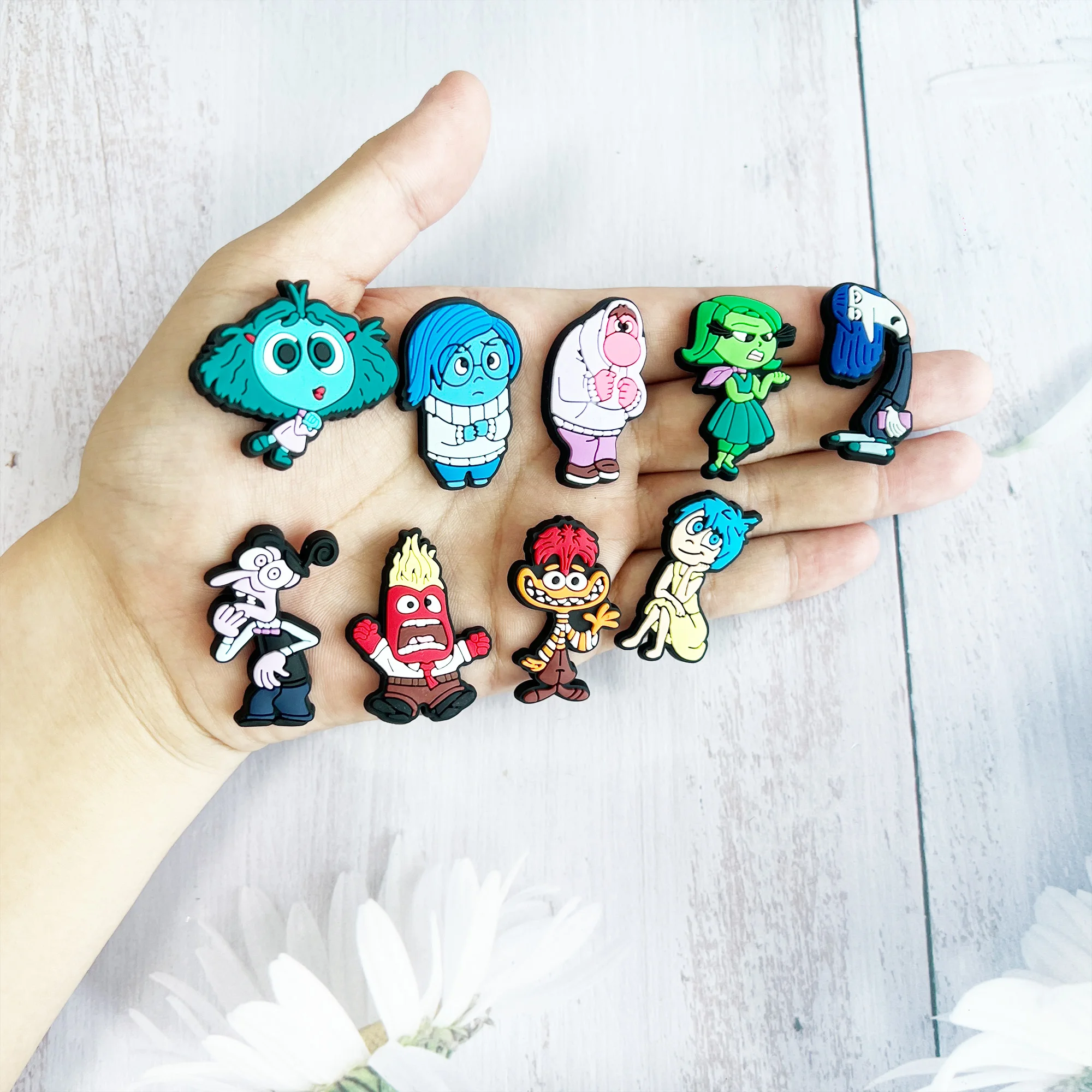 MINISO 9pcs/set Anime Character Inside Out for Cartoon Shoe Charms Decoration Accessories for Classic Clog Kids Gifts