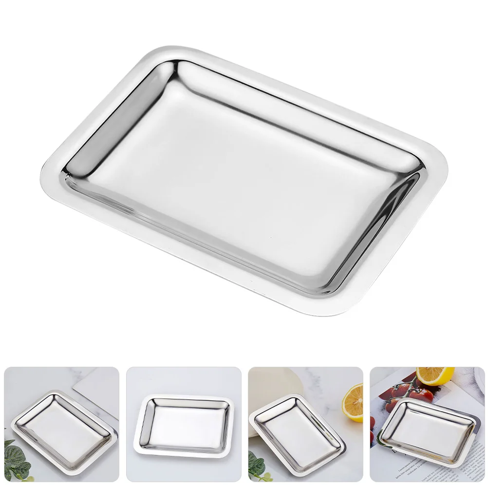 

Stainless Steel Snack Dish Rectangle Serving Tray For Home Hotel Coffee Table Fruit Decorative Plate Baking Pan Fish Tray
