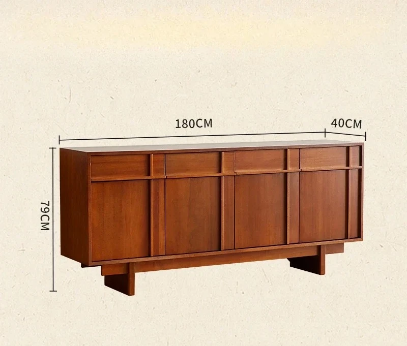 

N French retro solid wood dining side cabinet living room simple solid wood wall locker