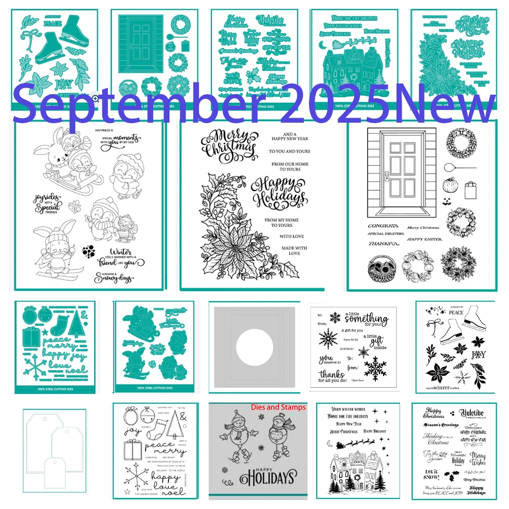 

Season of Joy Metal Cutting Dies Winter Wishes Stamps DIY Scrapbooking Stencil Paper Cards Handmade Album Embossing 2025 New