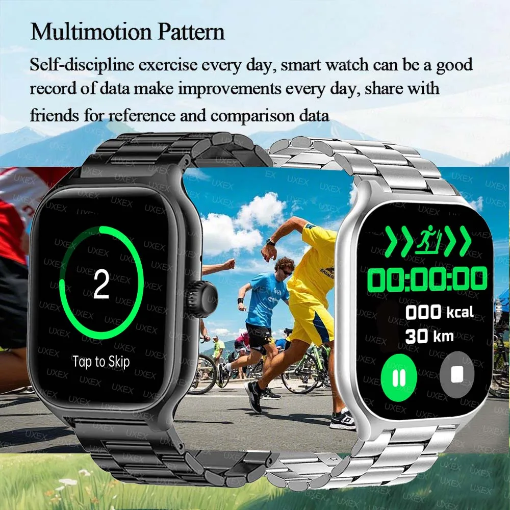 الساعات الذكية الفاخرة للرجال والنساء 2.01 HD متعددة الوظائف AI صوت الصحة تتبع بلوتوث دعوة مارت الساعات هدية الكريسماس