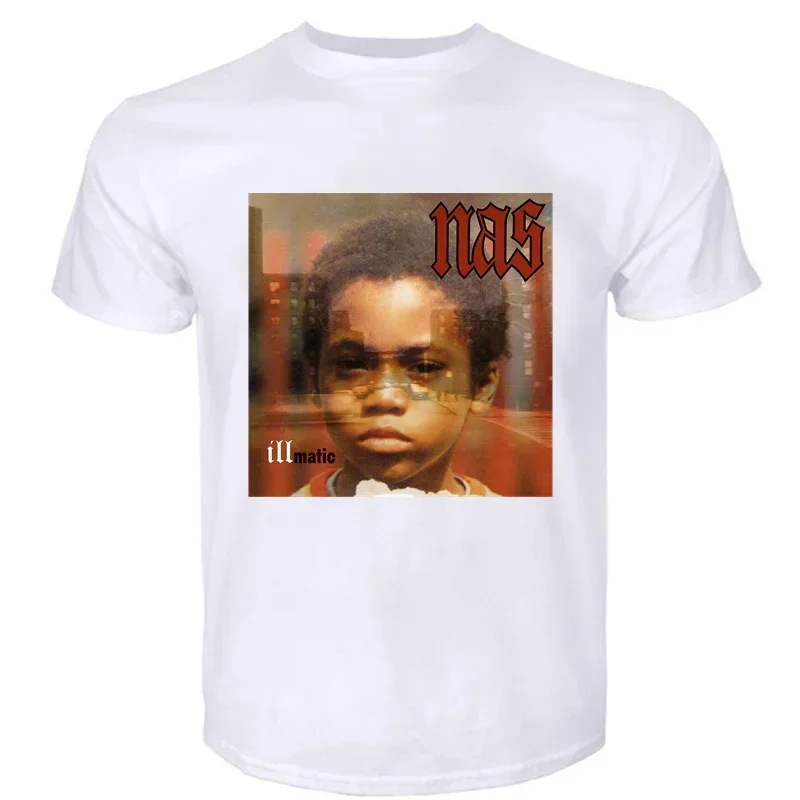 Penutup Album kustom NAS Illmatic hadiah teeShirt grafik HipHop untuk pria uniseks kerah O pakaian jalanan musim panas keren TShir