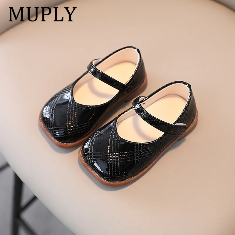 Little Girl's Mary Janes Soft Leather Plain Design Autumn Children Princess Shoes Light Round Toe Daily Toddler Kids Flats