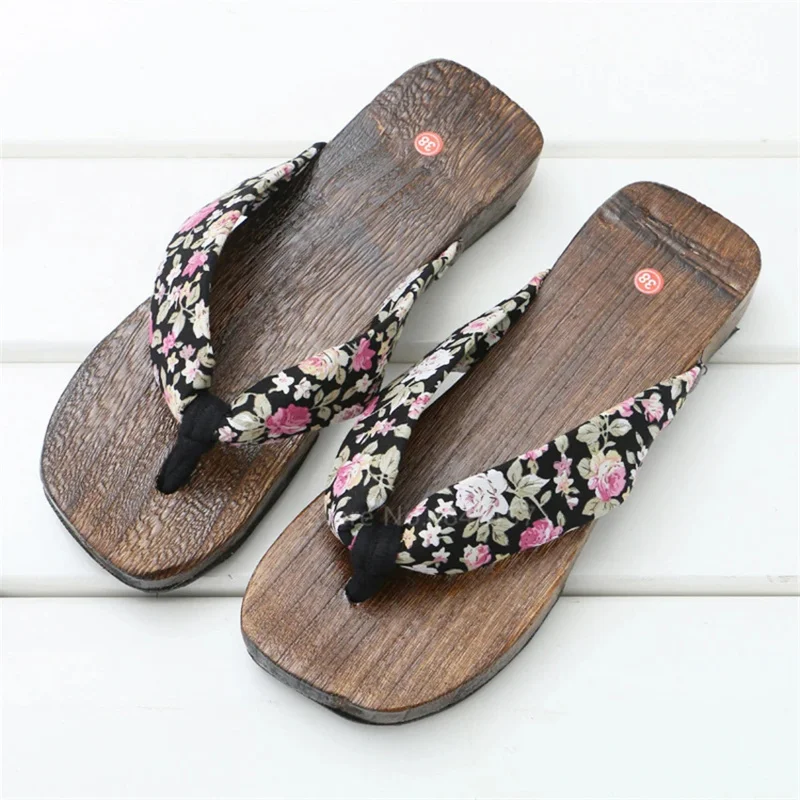 Geta сабо для женщин японское традиционное деревянное кимоно для косплея павловнии с принтом летние уличные шлепанцы сандалии шлепанцы