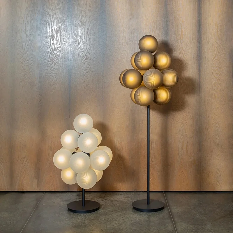 French Style Vintage Grape Glass Pendant Lamp with Floor Lamp Iron Grey Purple White Dimmable