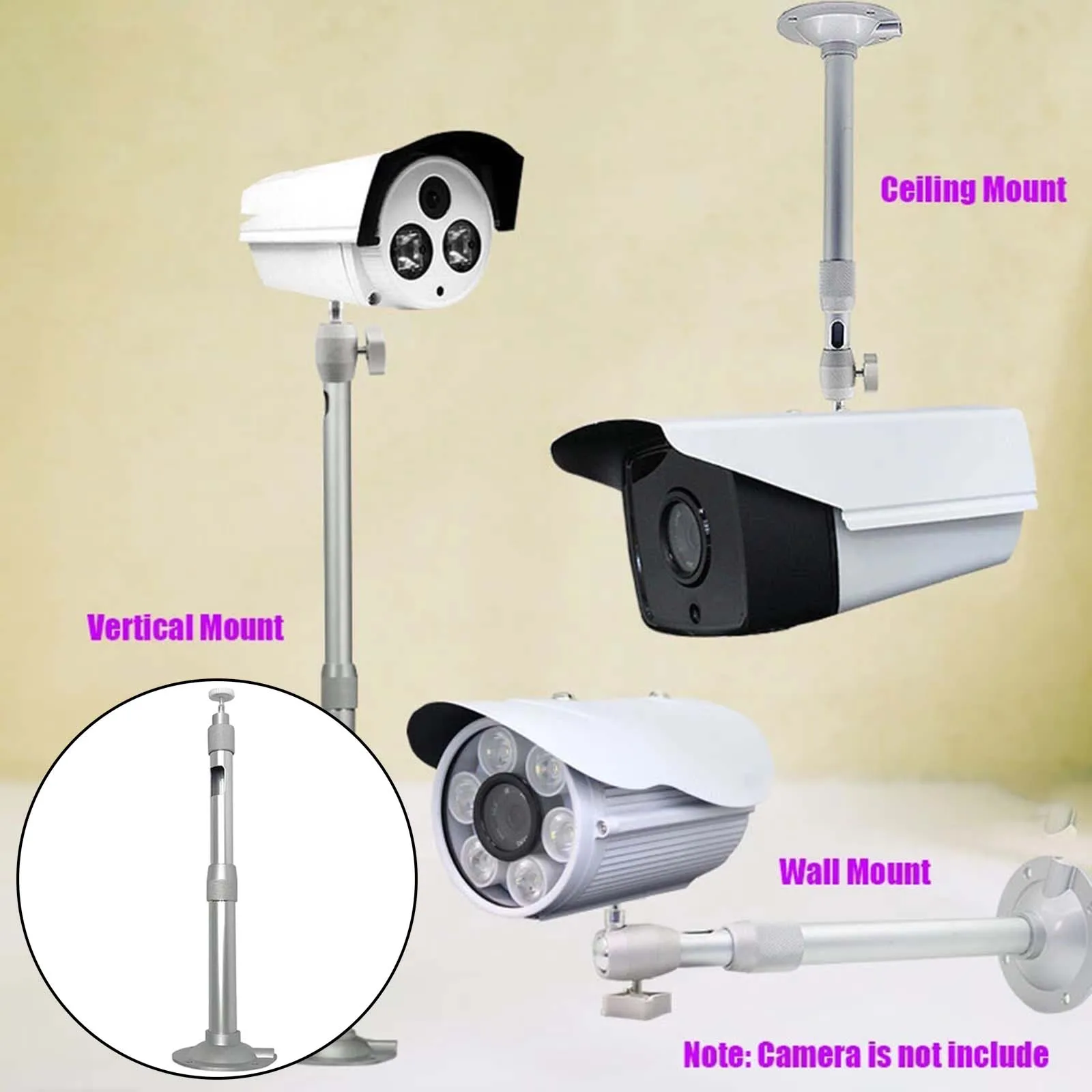Universal Wall Ceiling Projector Mount Telescopic Bracket Hanger Extendable CCTV DVR Security Camera 360° Rotatable Head