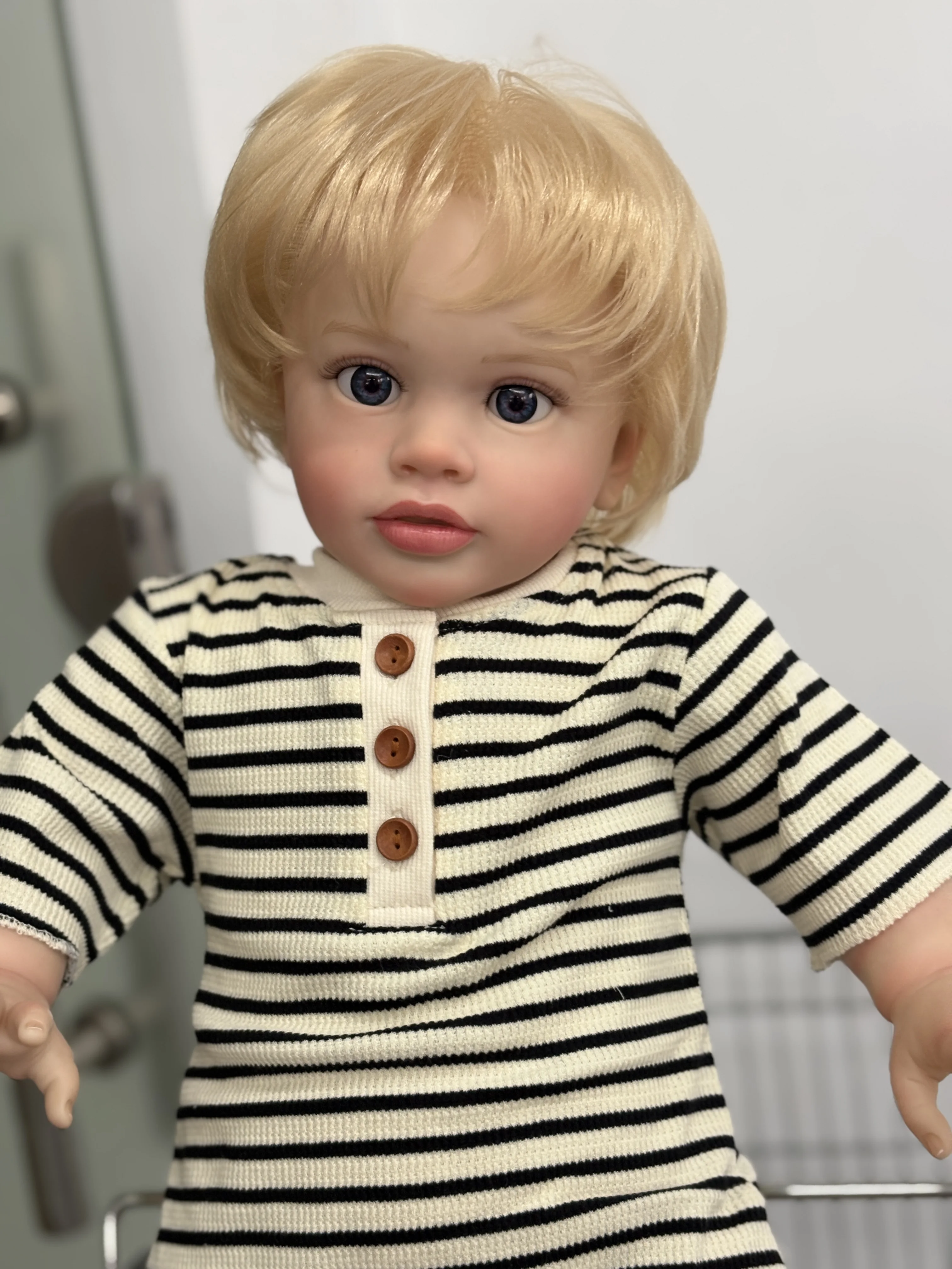 65CM Huge Baby Size Realistic Soft Touch Reborn Pippa Already Finished Toddler Baby Girl  Implantation Hair with 3D Skin