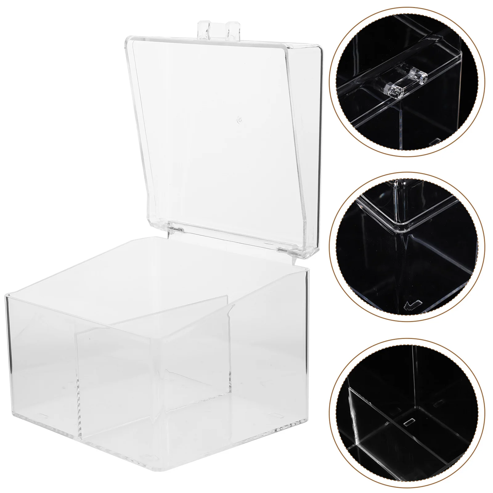 Desktop Business Cards Box Transparent Acrylic Holder with Easy Access Lid Compact Space-Saving Card Organizer for Office Use