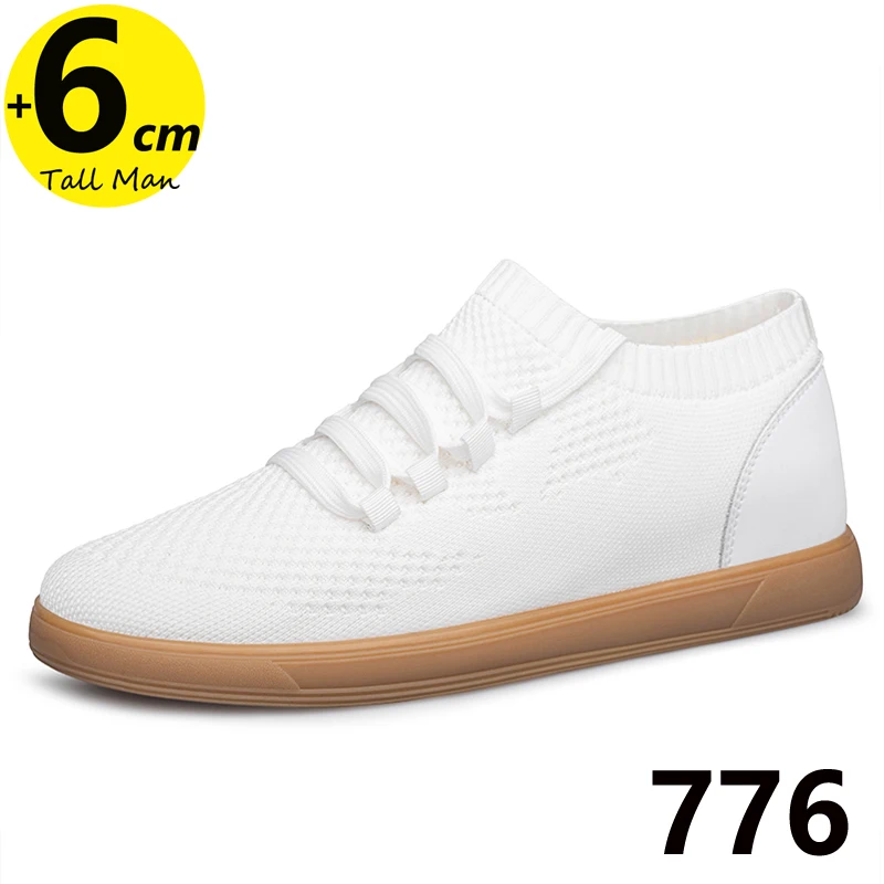 776 Sneakers Heren Sport Lift Schoenen Hoogte Verhogen Binnenzool 6 cm Heren Wit Sport