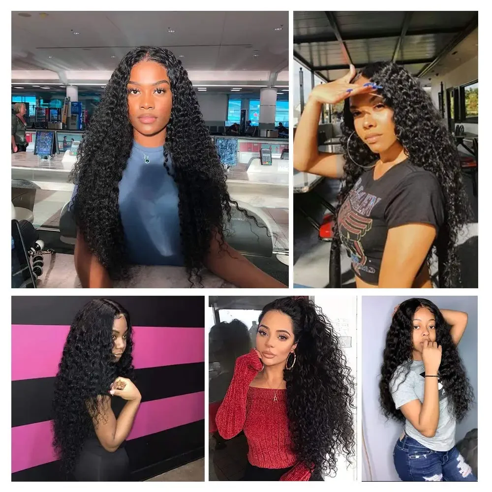 Afro Kinky Curly Lace Wigs Long Hair Synthetic Black Lace Wig Deep Part Burgundy Wig High Temperature for Balck Woman