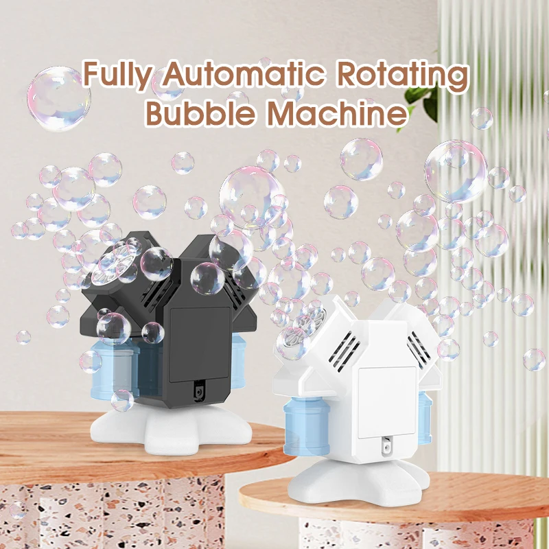 Jouet à bulles pour enfants, fête d'anniversaire en plein air, mariage, Machine à bulles rotative à Double tête, jouet sans batterie, eau à bulles
