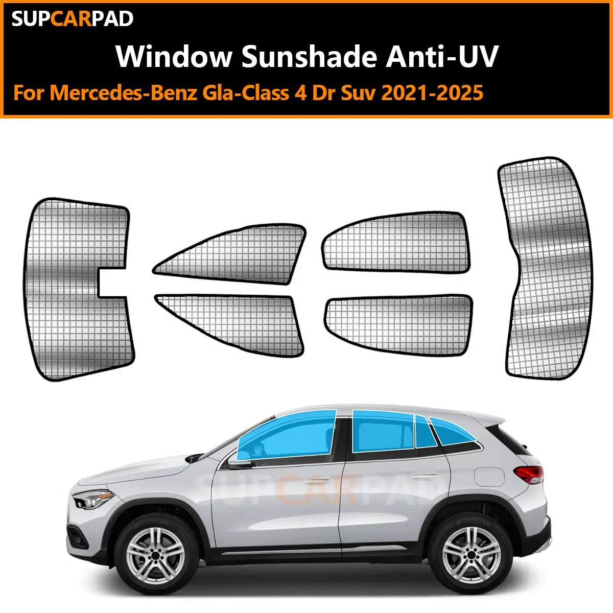 

Для Mercedes-Benz GLA-Class 4-дверный внедорожник 2021-2025: Индивидуальные солнцезащитные шторки на окна автомобиля, анти-УФ, козырьки-дефлекторы, аксессуары