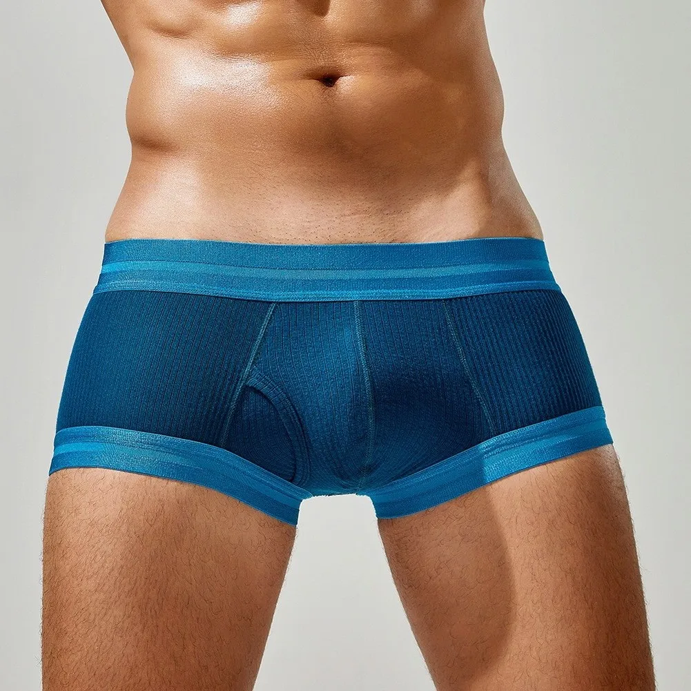 Casual Simple Men's Boxer Underwear Panties Breathable Side Opening Pouch Low Waist Basic Style Boxers Shorts