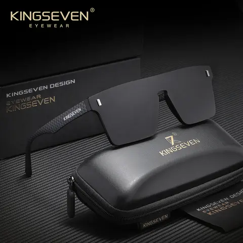 KINGSEVEN 남성 여성을위한 Frameless 선글라스 UV400 Square Luxury Glasses 트렌디 한 원피스 편광 렌즈 Causal Eyewear