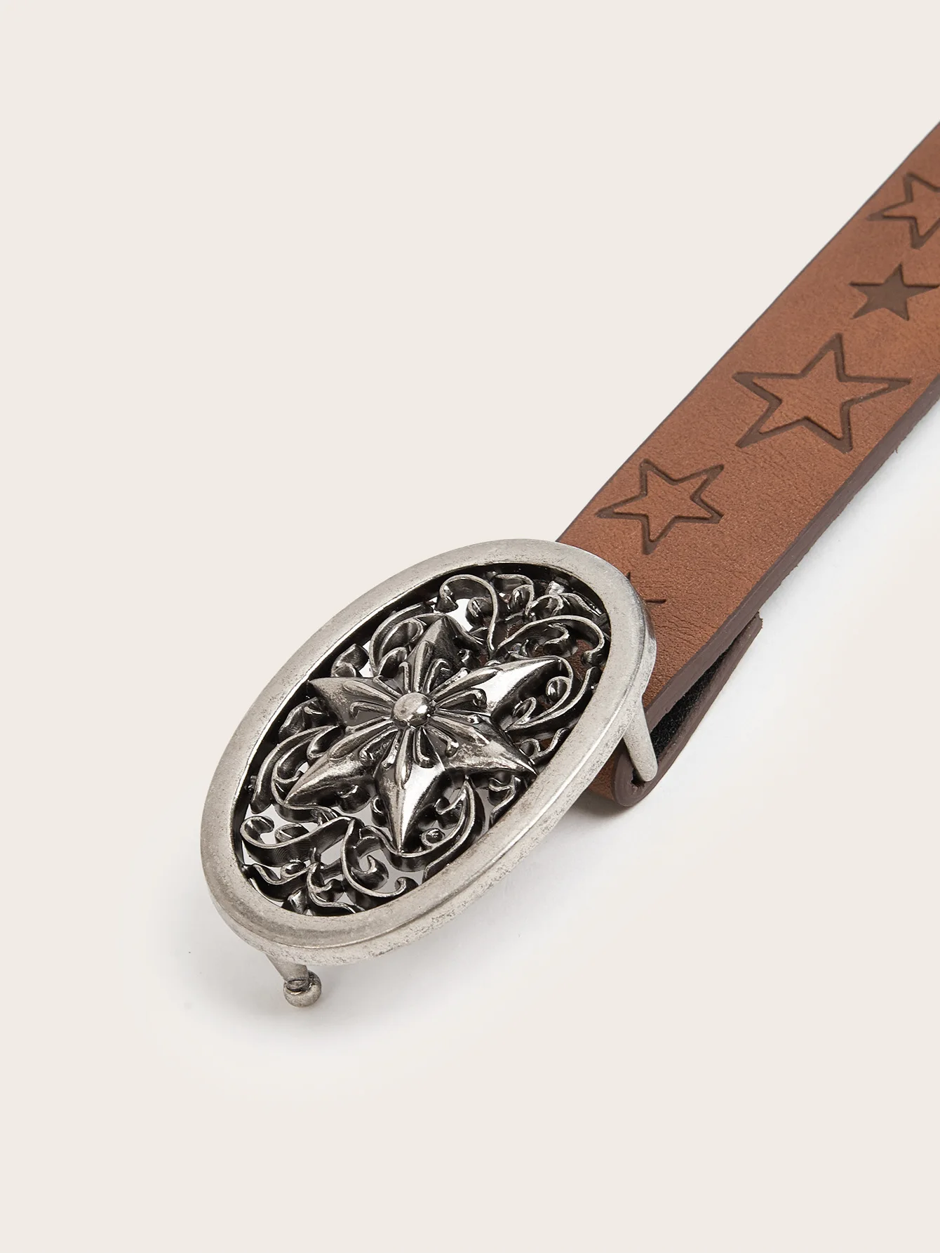 Hot girl daily brown texture star snap belt star print pattern belt