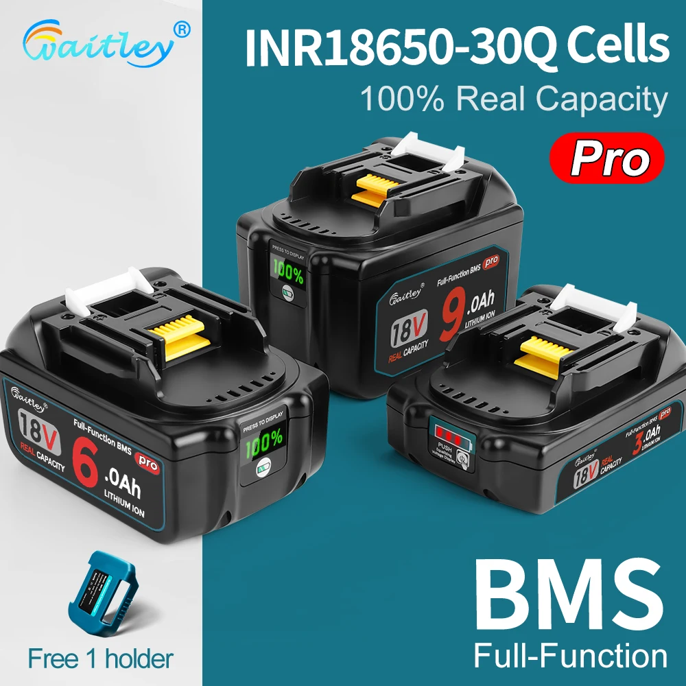 Waitley Battery Pro For Makita 18V Power Tools Rechargeable batteries With Grade-A cells / Replacement Accessories BL1860.