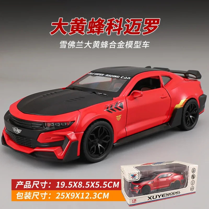 1:24 Chevrolet Camaro Hornet Alloy Metal Car Model Simulation Sound And Light Pull Back Toy Car Boys Collection Ornament Gift