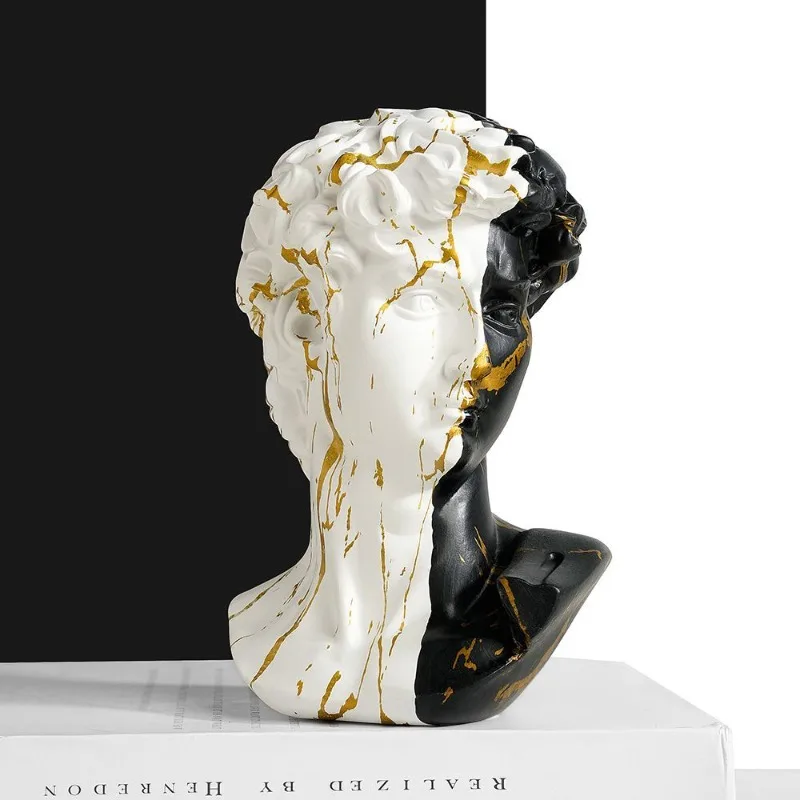 

Creative David Statue Black White Marble Patterned David Portrait Resin Crafts Table Bookrack Ornaments Figure Sculpture Gift