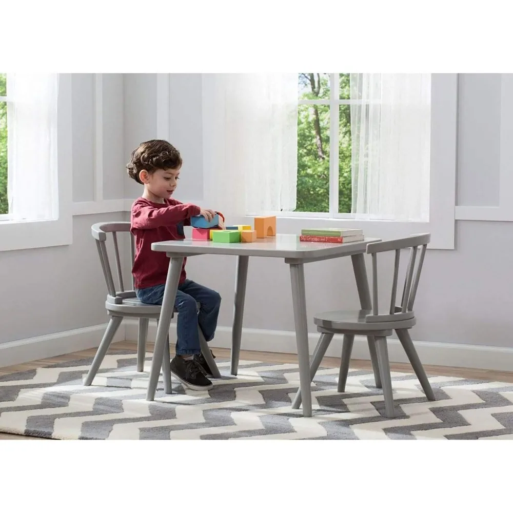 Table Chair Set (2 Chairs Included) - Ideal for Arts & Crafts, Snack Time, Homeschooling, Homework & More,