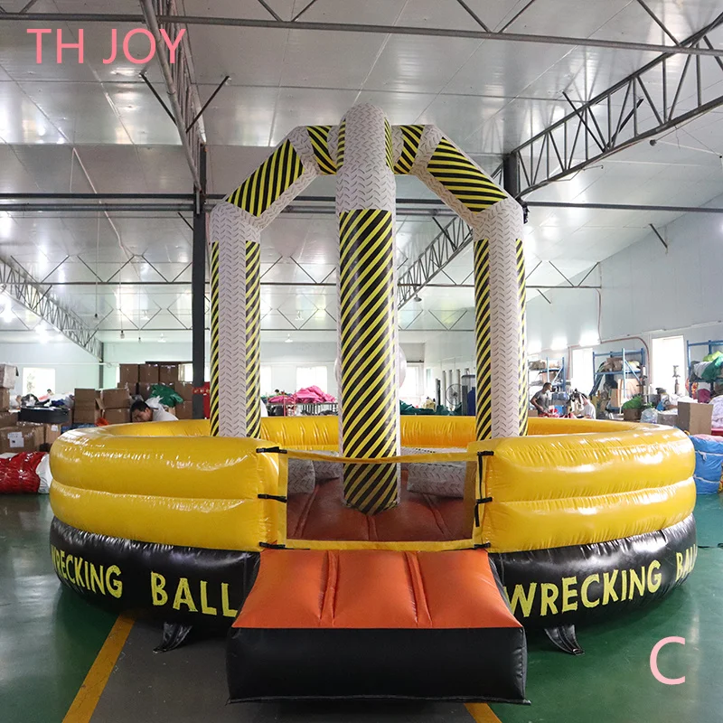 fast air ship to door, 5m 17ft dia Challenge inflatable games Zone Wrecking Ball carnival game, inflatable wipeout game for sale