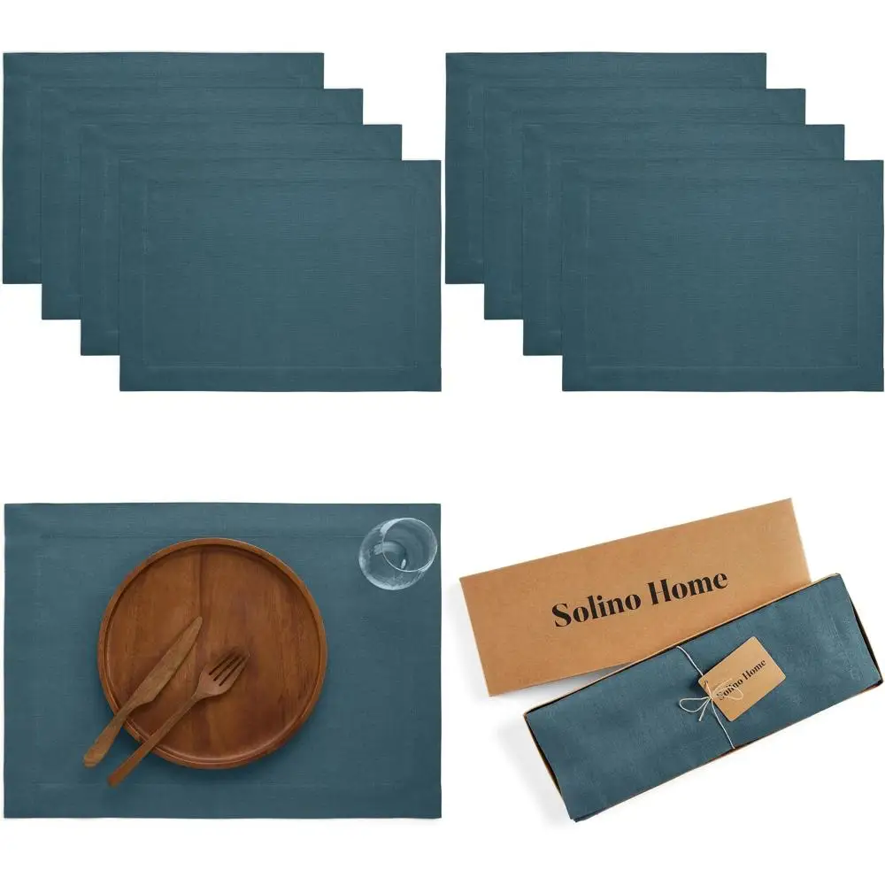 

Набор из 4 салфеток из чистого льна синего павлина, 14x19 дюймов