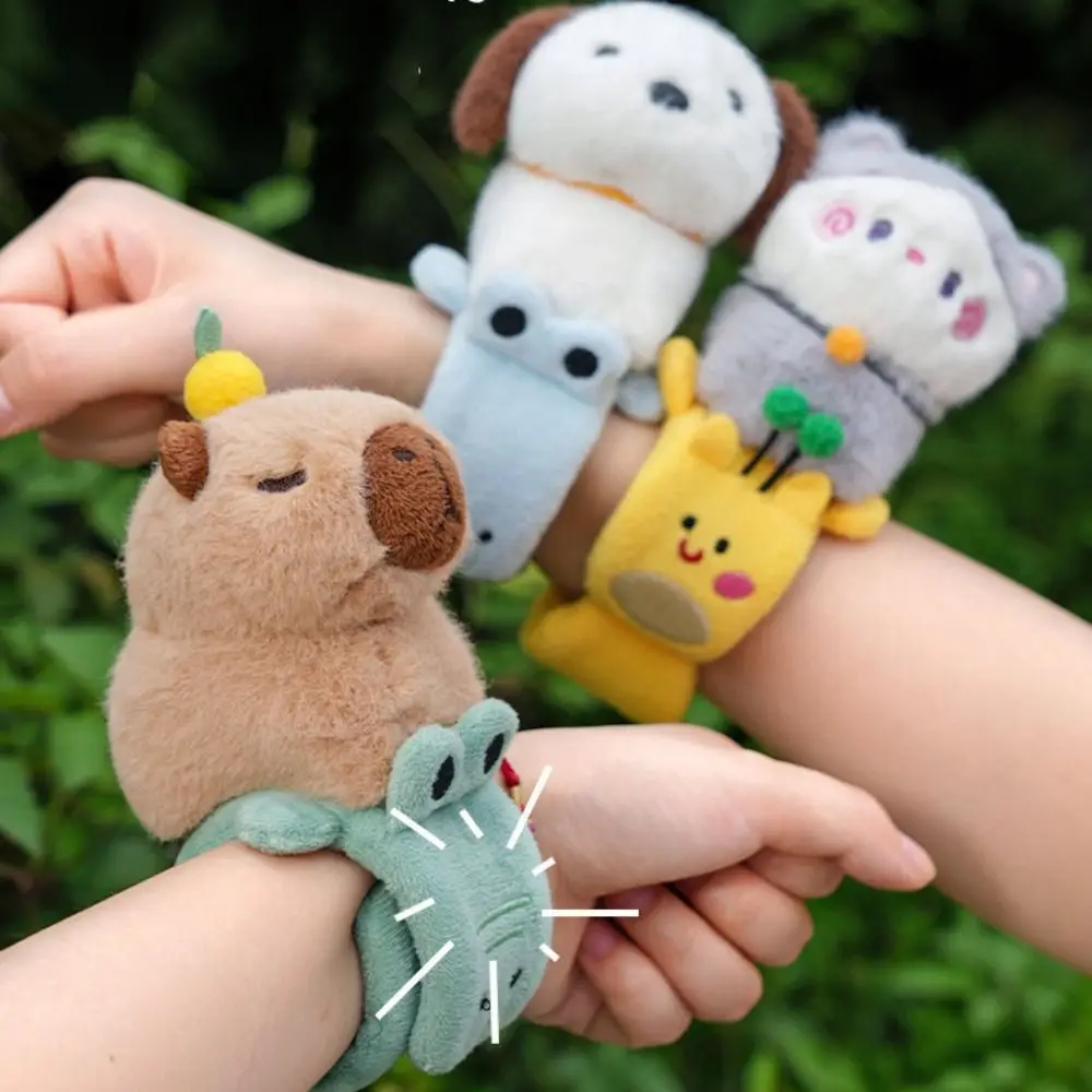 Cat Slap Bracelet Series Wrist Style Cute Doll Plush Doll Slap Bracelet Puppy Soft Capybara Plush Wrist Band Christmas Toy