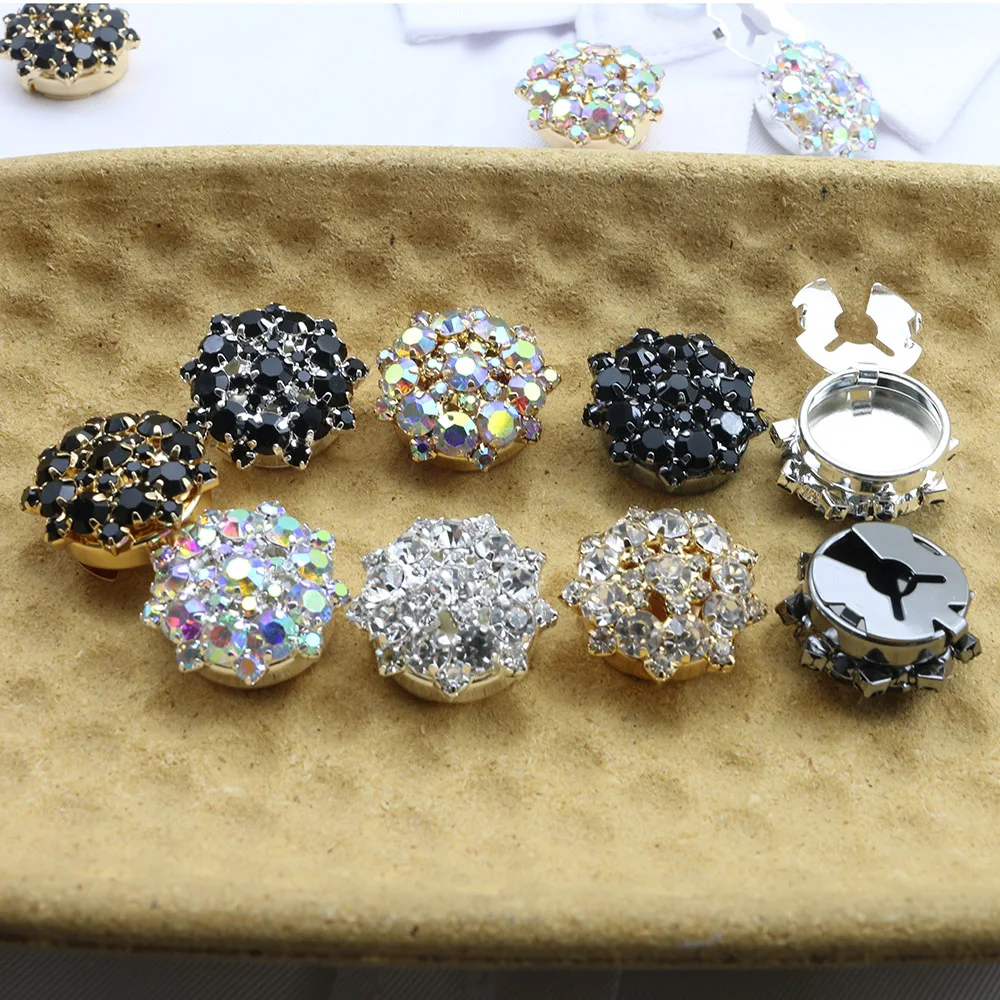 Fashion Bestseller 2 pieces of 22MM Circular Rhinestone Cufflinks, Women\'s Shirts, Dresses, Sweaters, DIY Handmade Wholesale