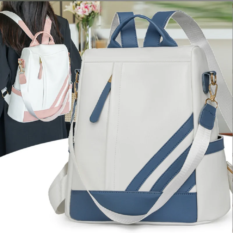 Korean New Fashion Leather Anti Theft Travel Backpacks Women's Large Capacity Casual Shoulder Bags School Bag Crossbody Totes