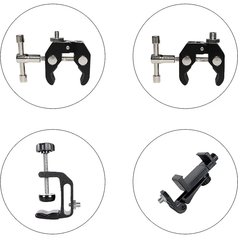 6 buah sekrup berulir wanita 1/4 "laki-laki ke 3/8", adaptor sekrup Tripod, konverter kancing kepala ganda, kompatibel dengan DSLR/dudukan lampu