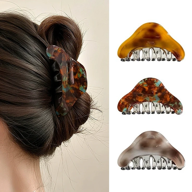 

French Letter Hair Claw Clip for Women Vintage Acetate Elegant Hair Clip Hair Accessories Korean Texture Crab Clips Headdress