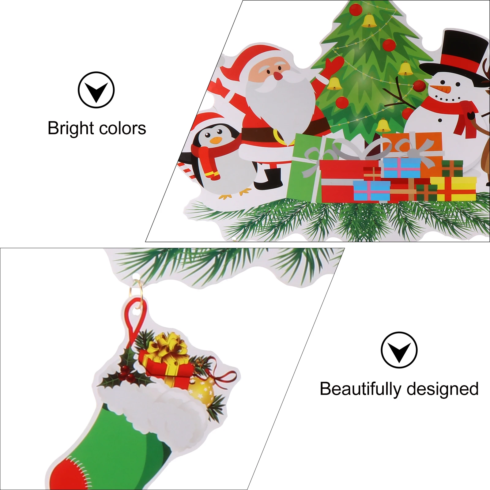

2 Pcs Santa Pendant Bell Snowman Decor Christmas Snowflake Decoration Winter Tree Ornament Claus Paper Hanging Decors