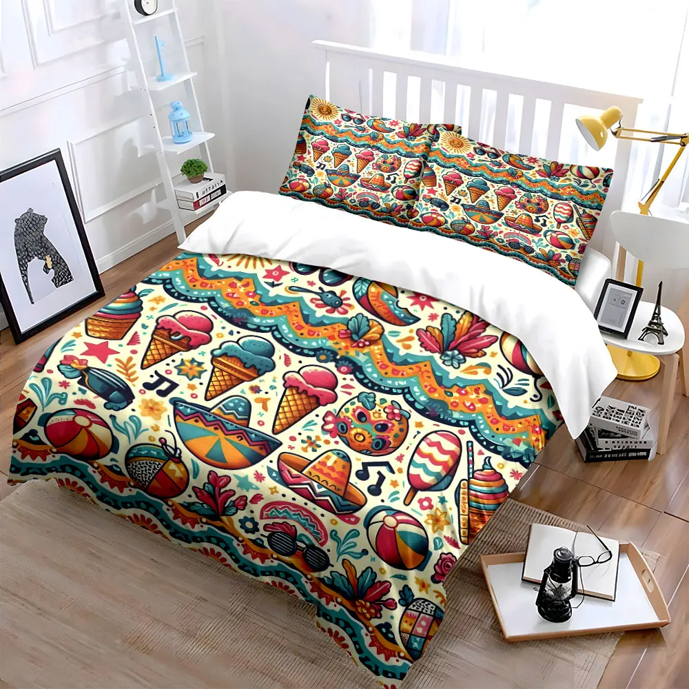 Summer Vibes Decorative Set Soft Skin-Friendly Bedding Set Includes 1 Duvet Cover And 2 Pillowcase, Gift
