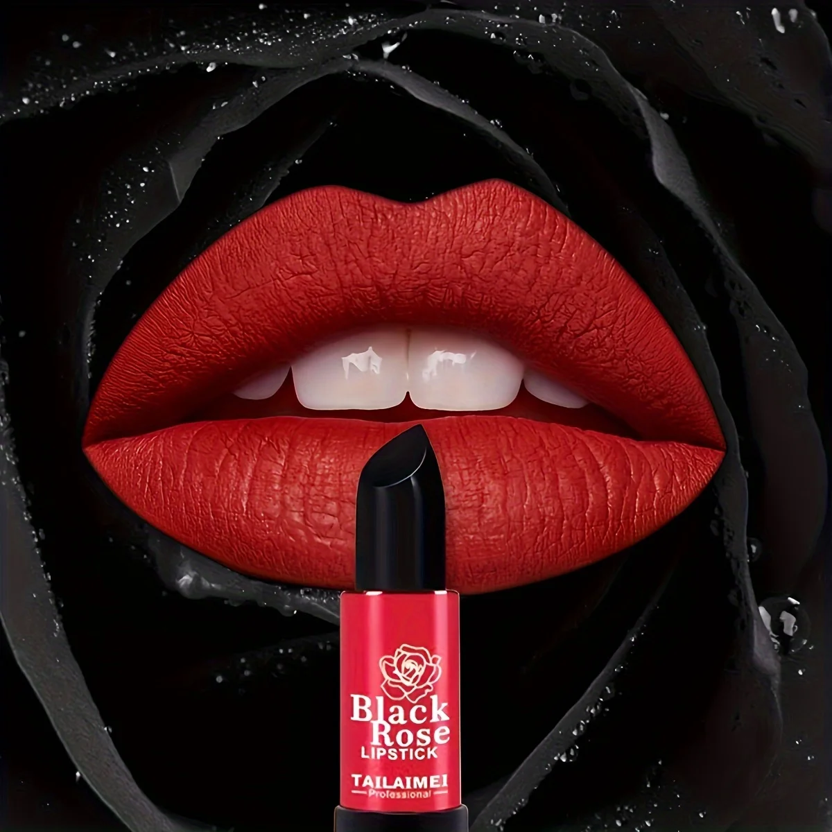 Rossetto Black Rose, lucentezza rossa opaca, tazza antiaderente a lunga durata, trucco balsamo labbra idratante