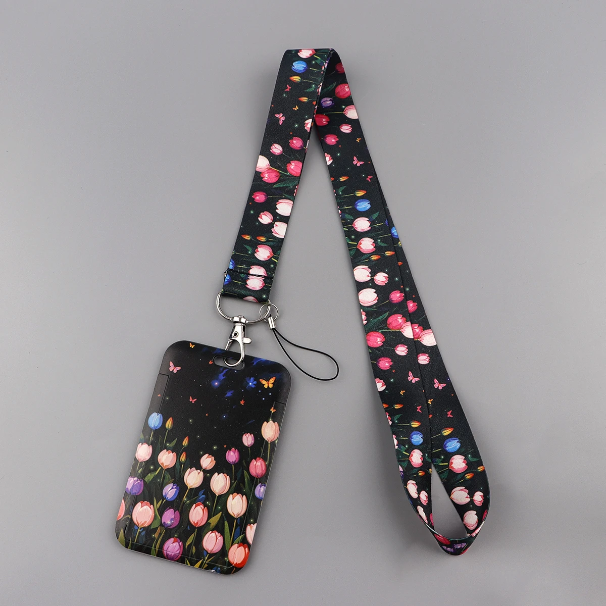 Vintage ดอกไม้พิมพ์ Lanyard สําหรับ Key ID Card Cover ผู้ถือป้ายธุรกิจโทรศัพท์ Key Lanyard สายคล้องคอพวงกุญแจเชือกอุปกรณ์เสริม