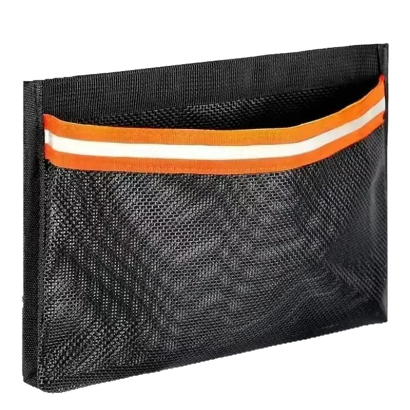 A07T-Boat Storage Net, Leak-Proof Boat Storage Bag, Reflective Strong Adhesive Boat Organizer Mesh Bag Black+Orange