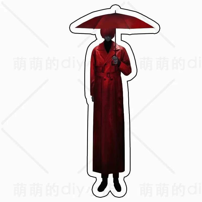 Textual Cosplay peripheral games, climbing silver hair, red umbrella, wind hat, acrylic desktop decoration, standing sign