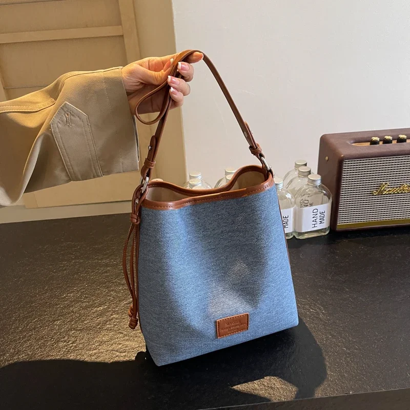 Sac à Bandoulière en Denim pour Femme, Design de Marque de Haute Qualité, Décontracté, Polyvalent, E27, Patchwork