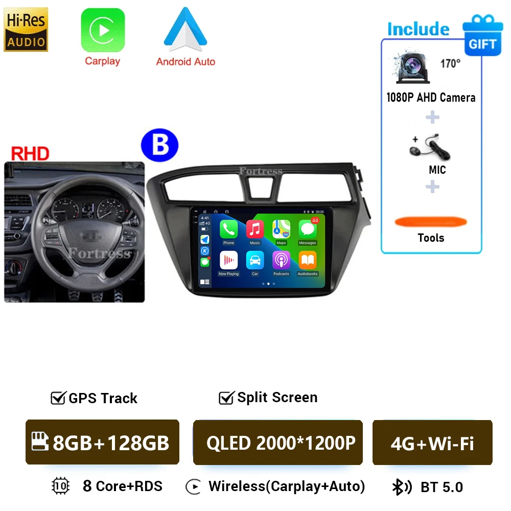 Auto radio voor Hyundai i20 2 II GB 2014 - 2018 Android 16 inch scherm Multimedia autoradio navigatie stereo videospeler Carplay Auto