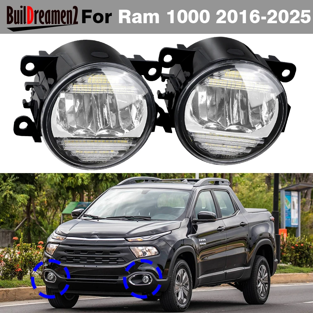 2 Pieces 30W Canbus LED Fog Light DRL Assembly For Ram 1000 2016-2025 Car Front Bumper Fog Daytime Running Lamp H11 12V