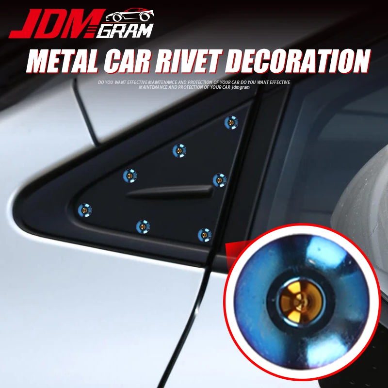 30pcs Titanium Car Sticker Rivet DIY Window Door Body Decoration Universal JDM Racing Modified 3D Trim Auto Exterior Accessories