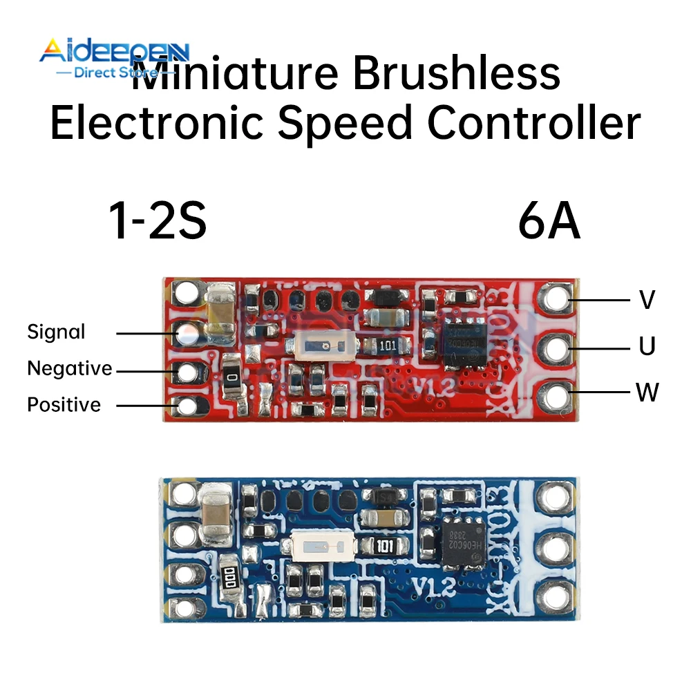 1S-2S DC 3.7V-8.4V 6A Mini BLDC Brushless Motor Driver Board Electric Regulator Drive For 1104 1106 1306 1407 1503 Motor