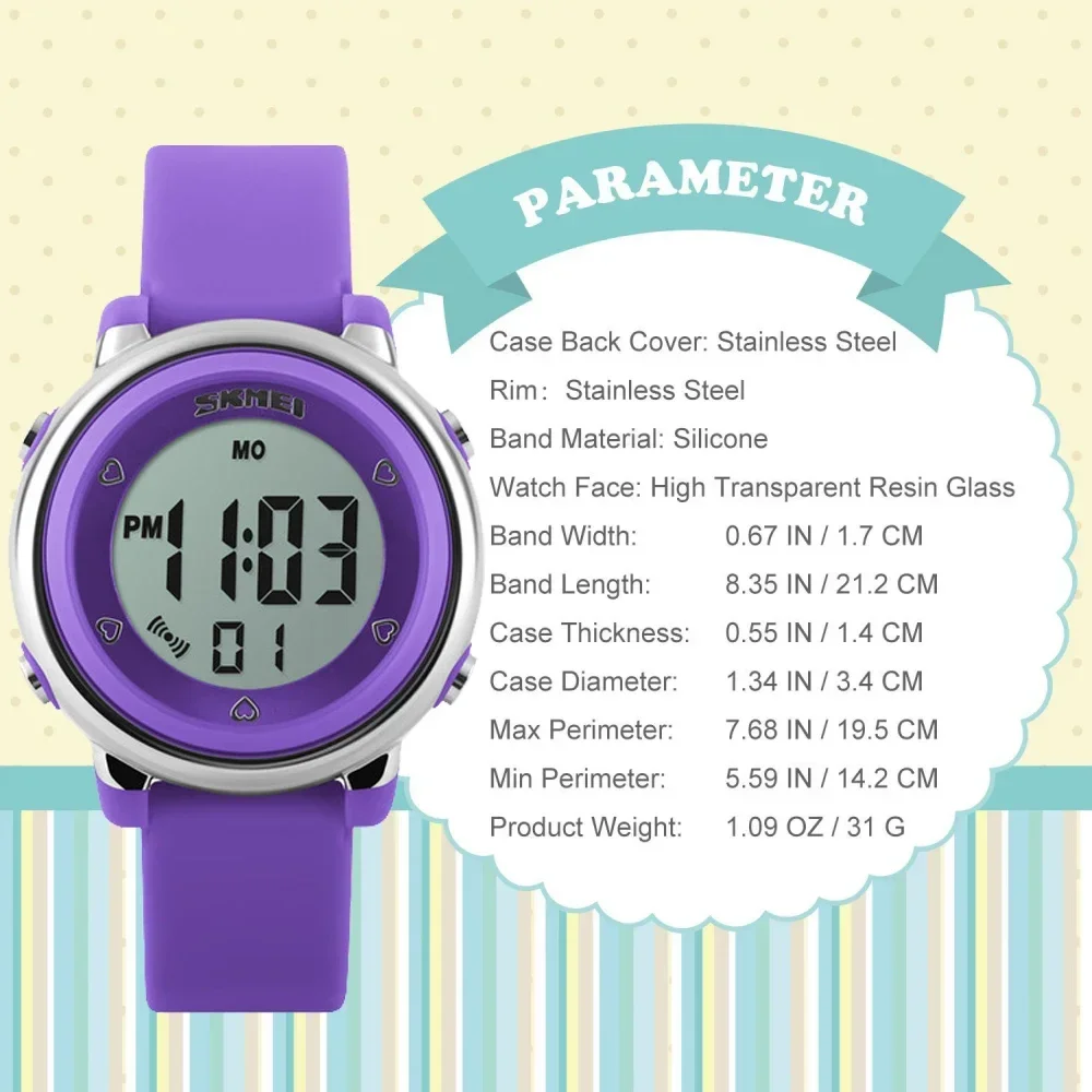 Kalendarz tylne światło SKMEI 1100 dzieci cyfrowe zegarki na rękę Relogio Infantil sportowe zegarki dla dzieci wodoodporne zegarek z budzikiem