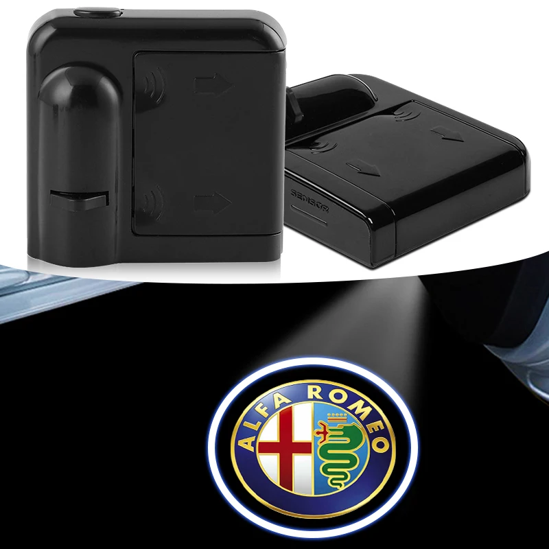 Wireless HD Courtesy Lamp Car Door Projector LED Welcome Light For Alfa Romeo Giulia Stelvio MiTo Giulietta Tonale ALFA 4C Disco