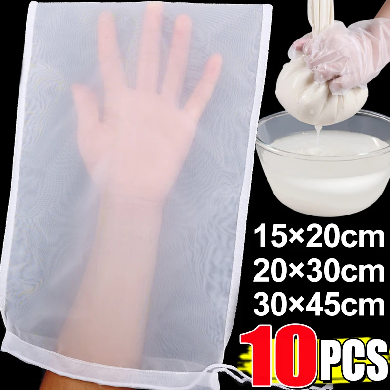 100Mesh Soy Milk Wine Filter Bag Nut Yogurt Bag Tea Coffee Oil Nylon Filter Net Mesh Reusable Kitchen Food Strainers Filter Bags