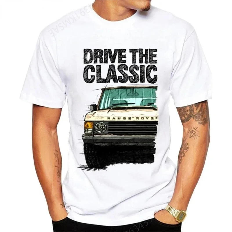 

Summer Men Short Sleeve Drive The Classic Range Rover Off-Road Racing Man T-shirt Harajuku Car Design White Casual Boy Tee Top