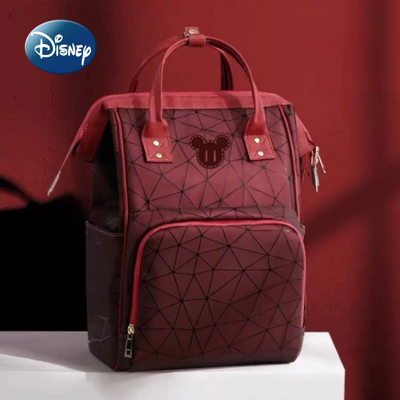 Nueva bolsa de pañales de Mickey de Disney, mochila de marca de lujo, tendencia de moda, bolsa de bebé, bonita bolsa de pañales para bebé de dibujos