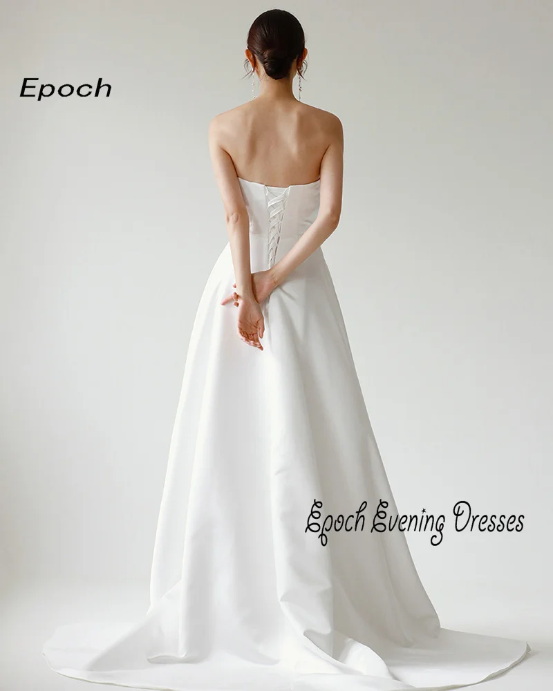 Epoch Long Evening Dress Elegant A-Line Korea Style Strapless Customized Floor-Length Wedding Gowns For Sexy Women 2024 New